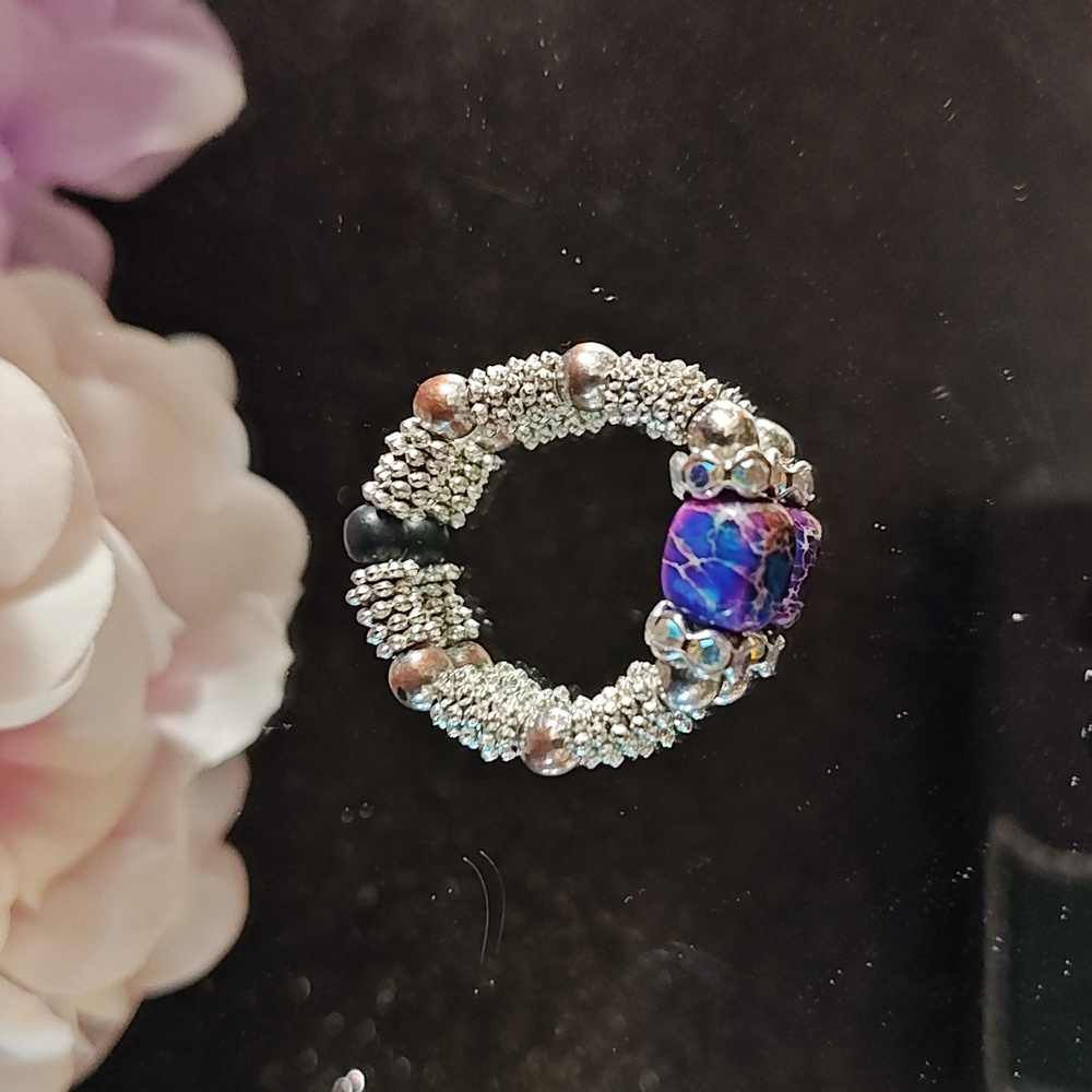 Handmade Purple Gemstone Beaded Ring - READ BELOW FOR CUSTOM SIZE INFO 👇